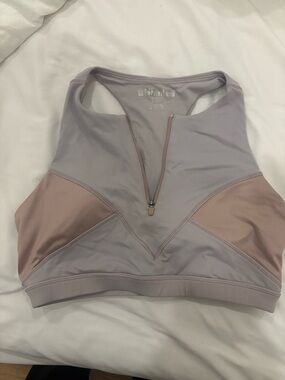 Women’s High-Neck Zip-Front Sports Bra - Light Lavender & Blush